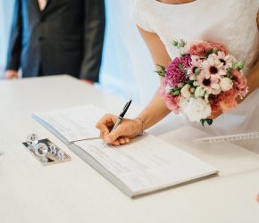 elegant wedding bouquet of fresh natural flowers and greenery